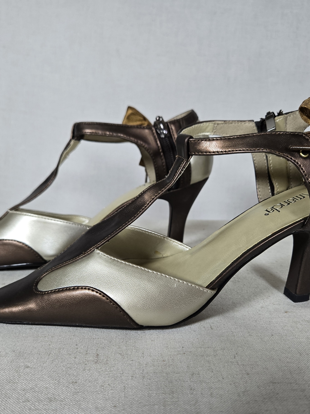 Amanda Metallic T-Strap Heels – Vintage-Inspired Pumps